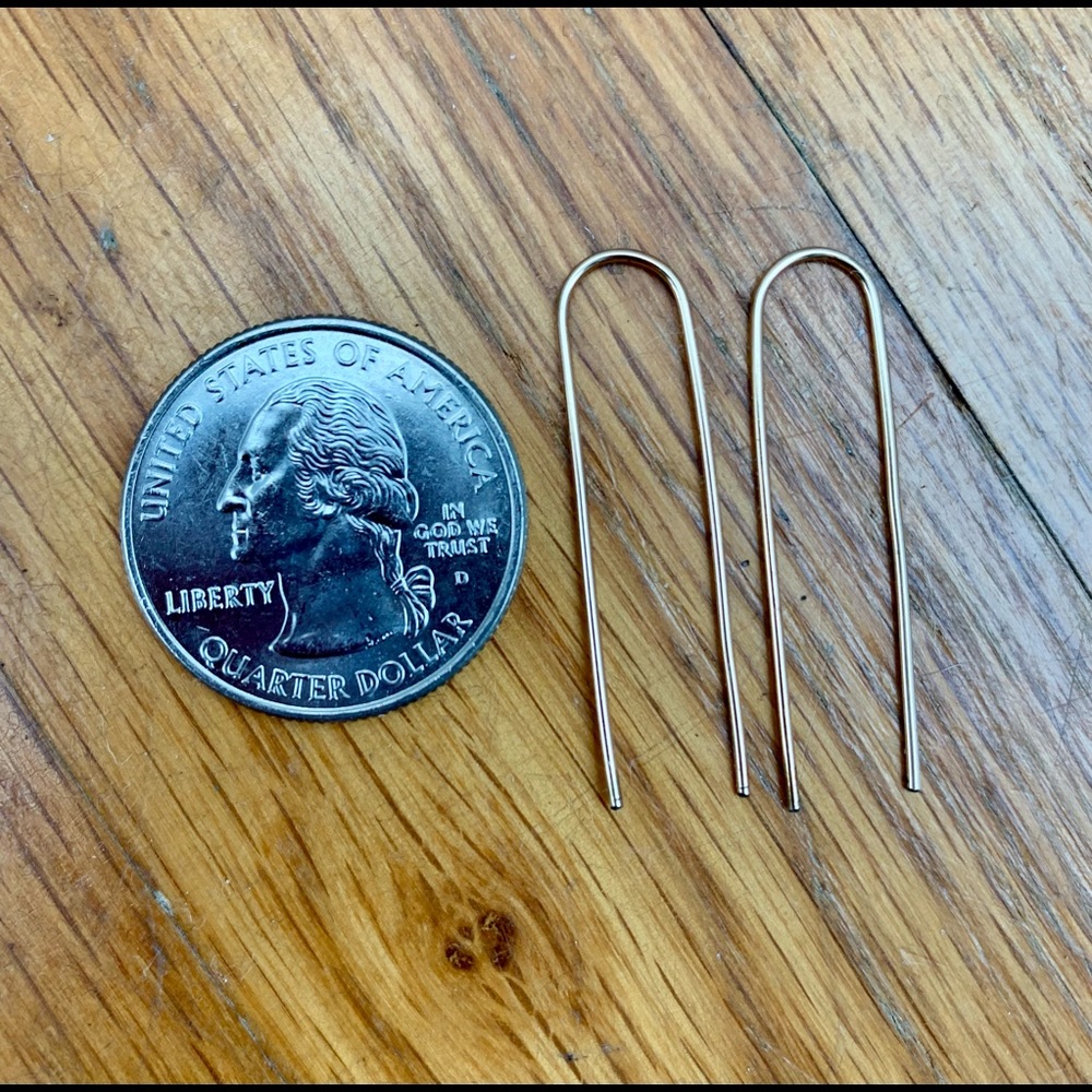 Gold Threader Earrings/Open Hoop - Picture 2 of 3